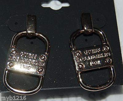 NWT Guess Gold-tone Metal Logo Stamped 'Door-knocker' Style Post Back Earrings 3