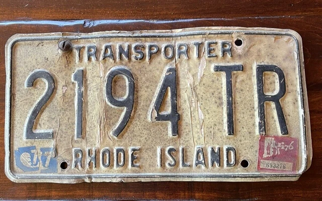 VINTAGE TRANSPORTER RHODE Island RI License Plate 1970's 2194TR READ