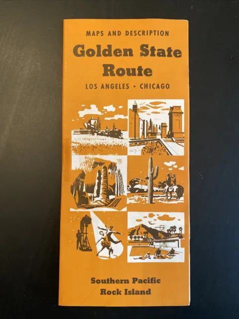 1955 Southern Pacific Railroad Golden State Route Brochure Map Description