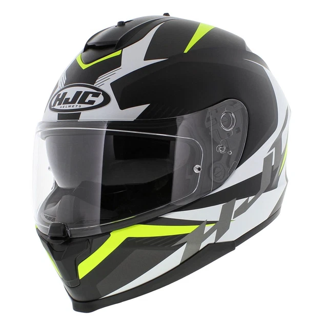 HJC C70 Full Face Motorcycle helmet Troky MC4HSF matt black white yellow