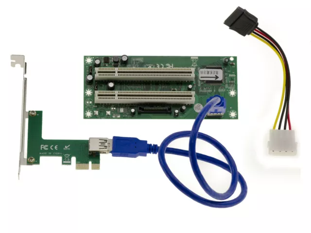 Adaptateur Convertisseur PCI vers PCI Express PCIe 1x - 2 PORTS - CHIPSET ASM