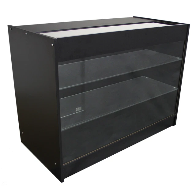 VAPE RETAIL Counter Glass Shelf Product Display Lockable Black