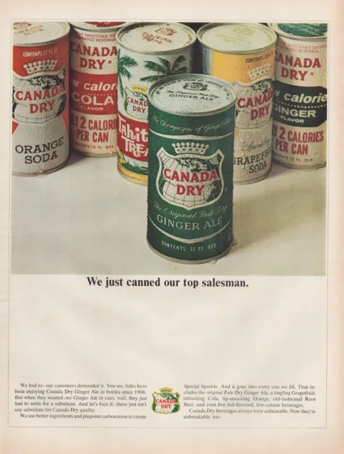 Print Ad Canada Dry Ginger Ale 1964 Cans Full Page Large Magazine 10.5"x13.5"