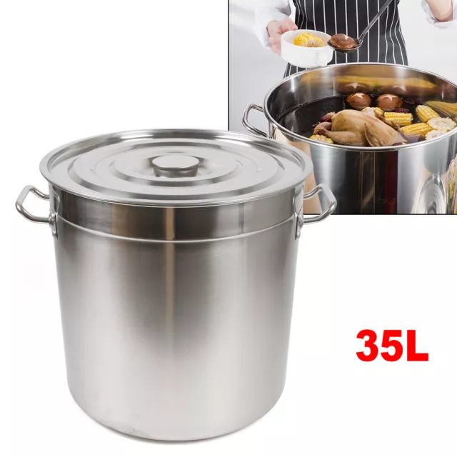 Neu 35 Liter Kochtopf mit 201 Edelstahl Deckel Suppentopf Großer Topf Eintopf