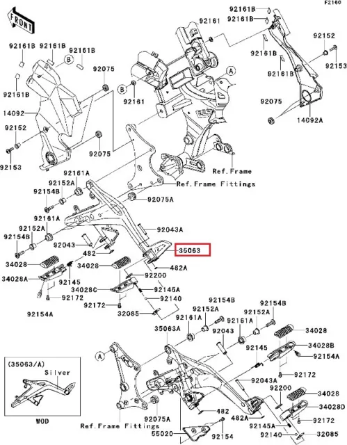 Kawasaki Er-6N Er650 Europe 2012 -2013 Stay,Step,Lh,P.silver 35063-0871-458