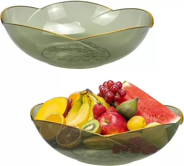 2 Pack Of 23.5cm Food Grade Plastic Fruit Bowls, Basket - Stylish Designed