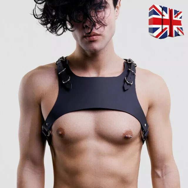 MENS LEATHER HARNESS Punk Sexy Body Bondage Suspender Chest Garter Shoulder  Belt £11.48 - PicClick UK
