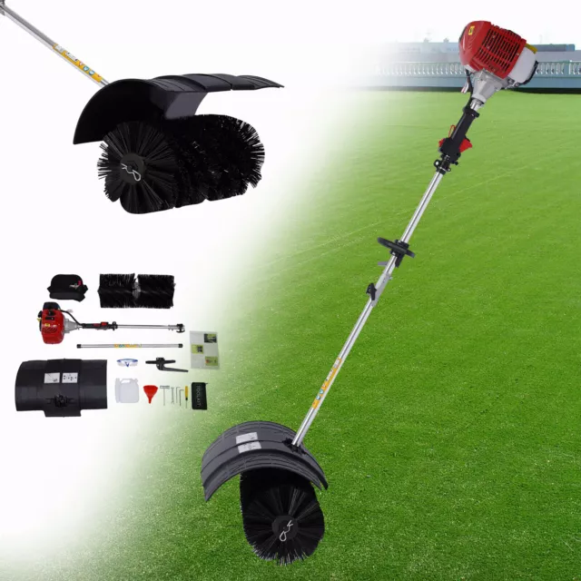 Gas Powered Broom Handheld Artificial Grass Turf Brush Sweeper Tool Cleaner 52CC