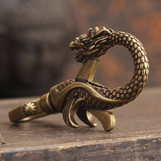 Vintage Brass Dragon Mini Statue Figurine Keychain for Home and Office Decor