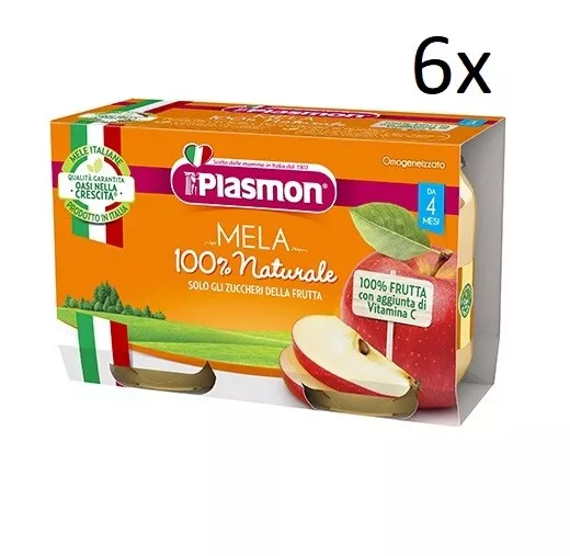 6x PLASMON Omogeneizzato Mela homogenisiert ab 4 Monaten Babynahrung 2x104g