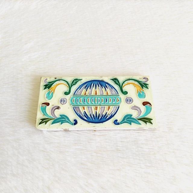 1930s Globe Design Embossed Nouveau Architecture Furniture Border Tile Japan TL9 2