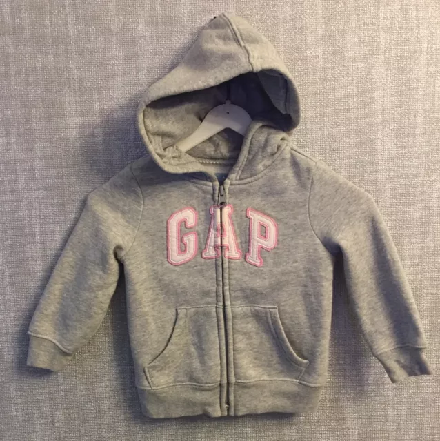 GAP Baby Girls Zip Hoodie Sweater 18-24 Months Light Grey. Preowned