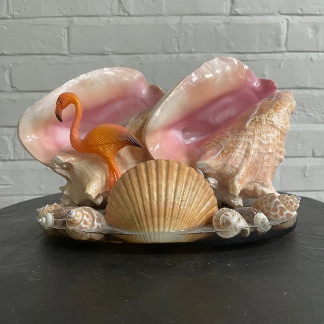 VINTAGE DOUBLE CONCH Shell Seashell Flamingo TV Lamp Night Light