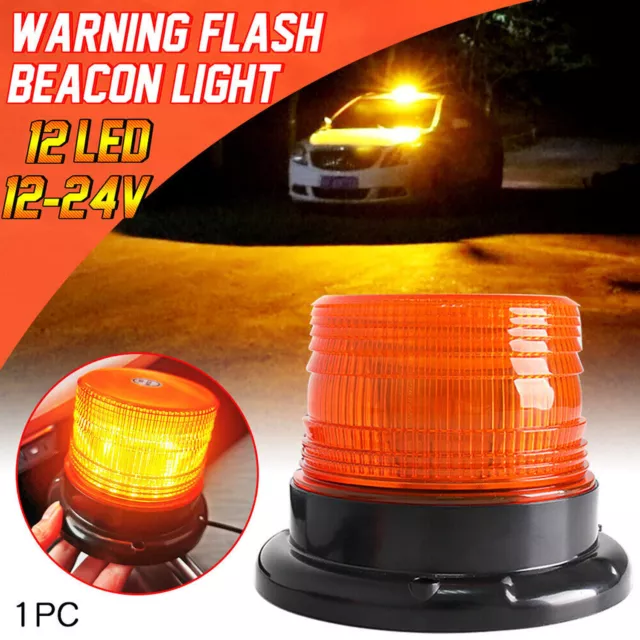 LED Flashing Beacon Strobe Light Forklift Truck Digger For JCB Tractor 12v 24Bar 2