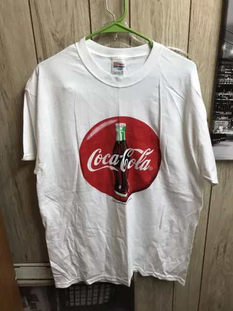 Vintage NEW 1998 Coca Cola Coke T-shirt Size L White Graphic