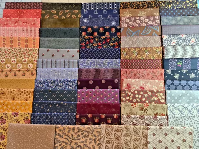 Lot 64 Different 19th Century/Civil War Era Repro Fat 8ths 8 yards Quilt Fabric