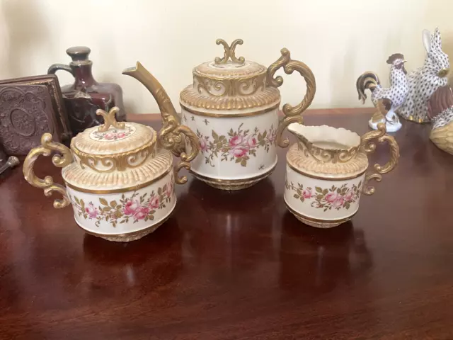 Lenox Belleek Willets Antique Vintage Tea Or Coffee Set Pink And Gold