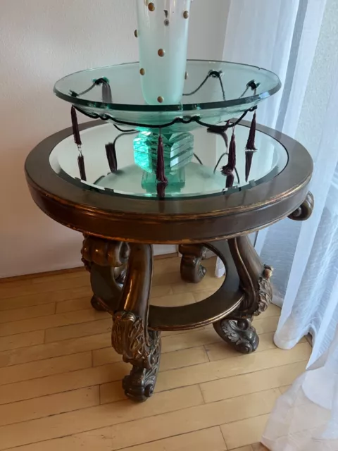 Spanish Traditional OLd World 2tone distressed wood accent table