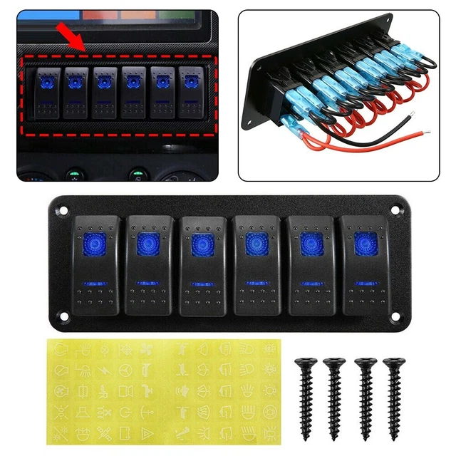 Pannello Interruttori 12V Aramox 4 Gang Con USB E Accendisigari Per Auto E Barca (Blu)