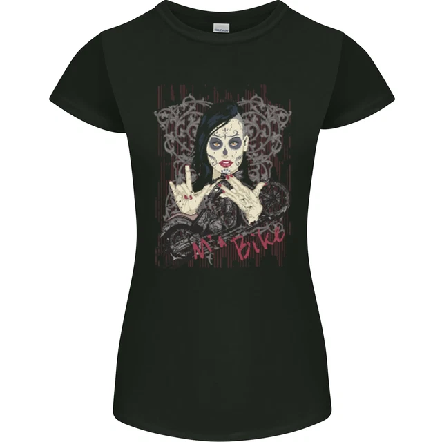 Ma Bike Skull Biker DotD Sugar Motorcycle Donna Petite Cut