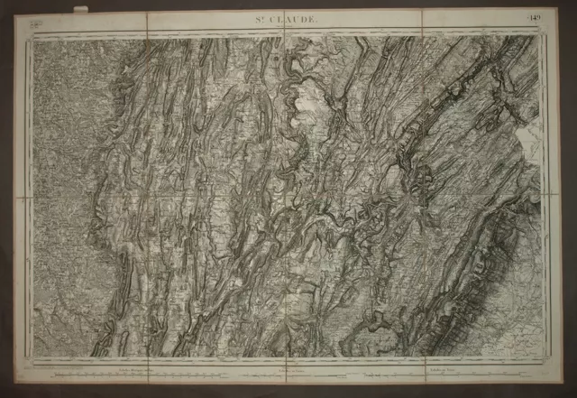 Region of Saint Claude, Oyonnax, jura map Plan Geographic old 1852