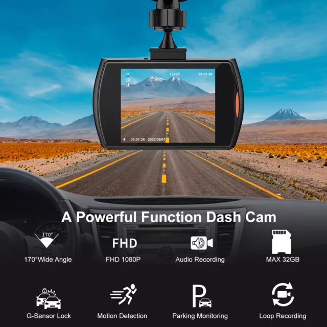 1080P HD Dash Cam Front Night Vision Car DVR Vehicle Video Camera Loop Recording 2