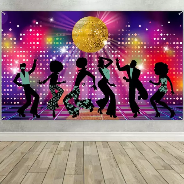 Large Fabric 70s 80s 90s Disco Fever Dancers Backdrop For Disco Theme Party