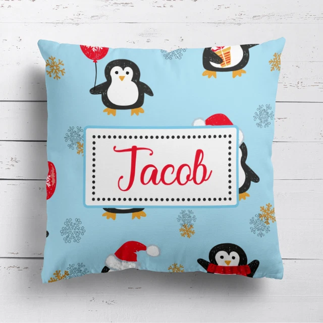 Copricuscino personalizzato pinguino di Natale ragazzi bambini bambini bambini federa
