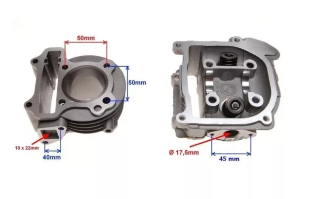 Zylinder und Zylinder Kopf Kit Satz 80 ccm 47mm 4T GY6 Cylinder & Head 80 cm3 4T 2