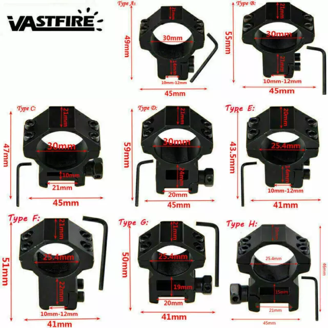 Tactical 11mm & 20mm 30mm 25.4mm 1" Ring Rifle Scope Mount Picatinny/Weaver Rail