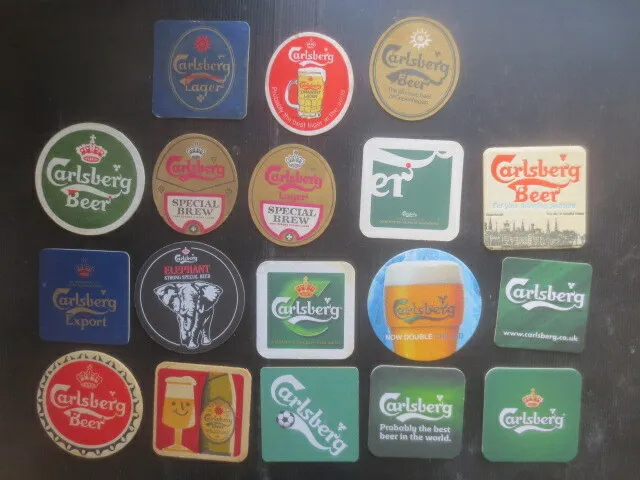 18 different CARLSBURG Brewery collectable BEER COASTERS  lot H