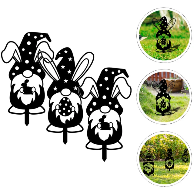 3pcs Acrylzwerg Yard Arts Dekorative Zwerg Silhouette Yard Pfahl Rasenboden Pfah