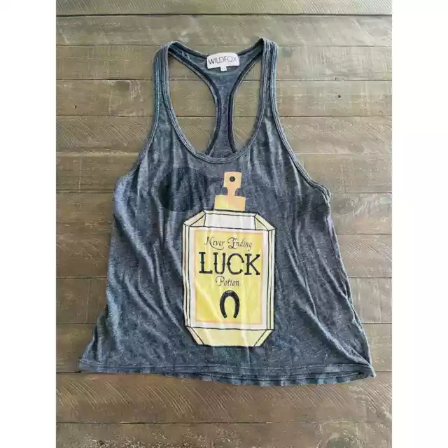 WILDFOX Couture Neverending Luck Potion Unisex Gray Tank Size XS 2