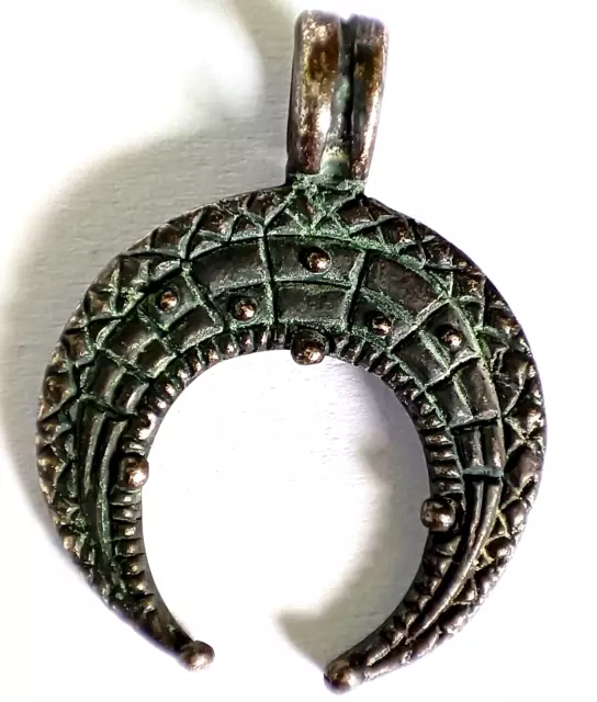 100 BC Ancient Roman Silver Pendant Crescent Lunar Moon Amulet for Power, Energy