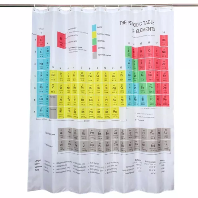 Periodic Table Shower Curtain Waterproof Educational Fabric Shower Curtain
