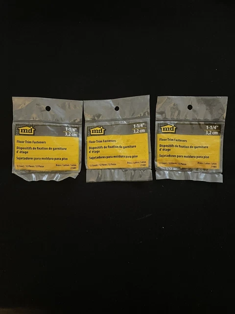 M-D Floor Trim Fasteners Set of 3  1-1/4", Brass, #21485 (12 Count)