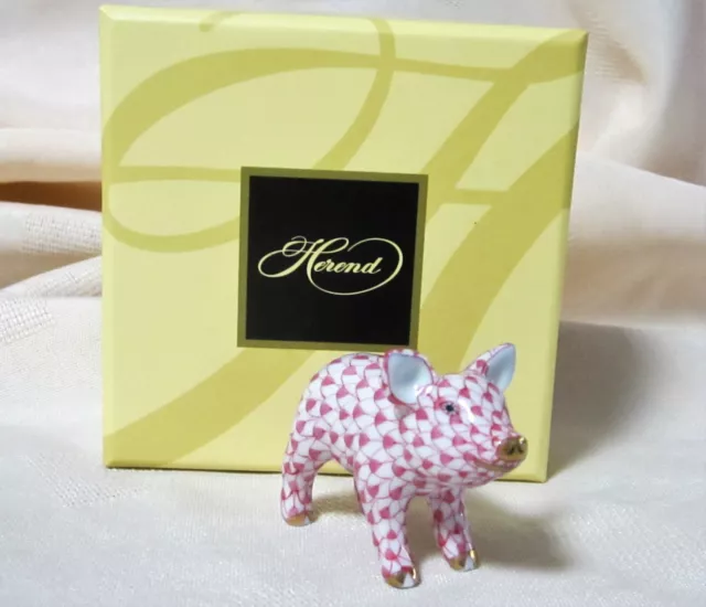 Herend Little Pig Standing Raspberry Fishnet Brand New In Box #Vhp-05352 F/Sh