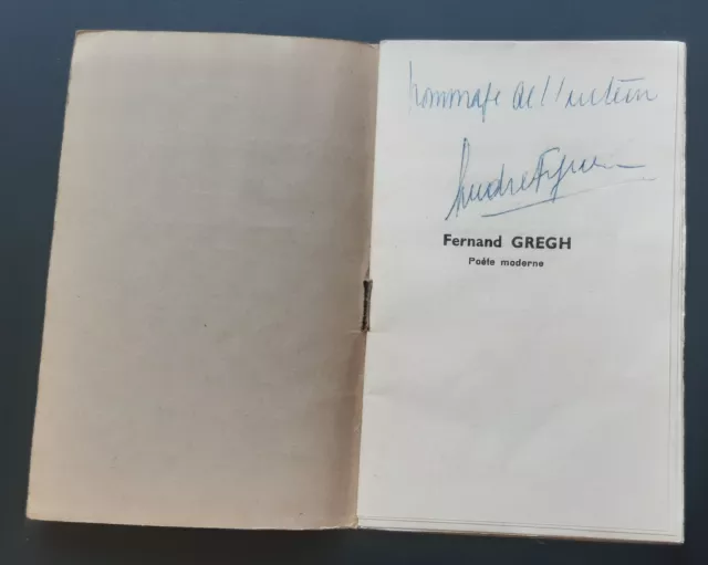 Envoi Dédicace ANDRE FIGUERAS " Fernand GREGH " Conférence hôtel de Massa 1946 2