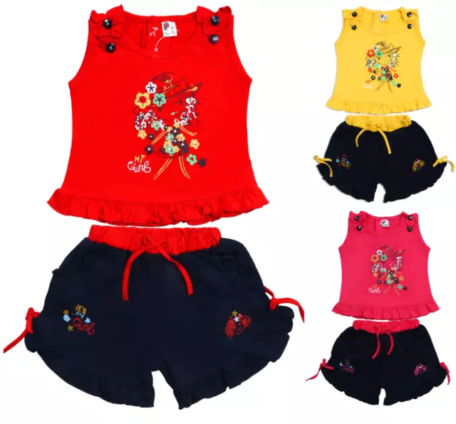 Girls Kids Baby Toddlers Summer Soft Short Sleeve Tank Top and Shorts Set