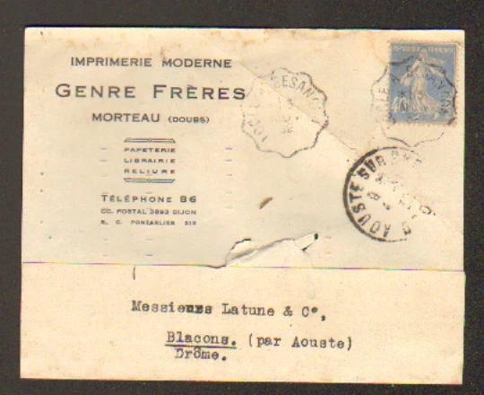 MORTEAU (25) IMPRIMERIE MODERNE "GENRE Freres" en 1932