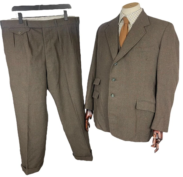 Tuta in tweed 3 pezzi su misura anni '50 44R/38x30 Barthorn irlandese antispina tweed verde