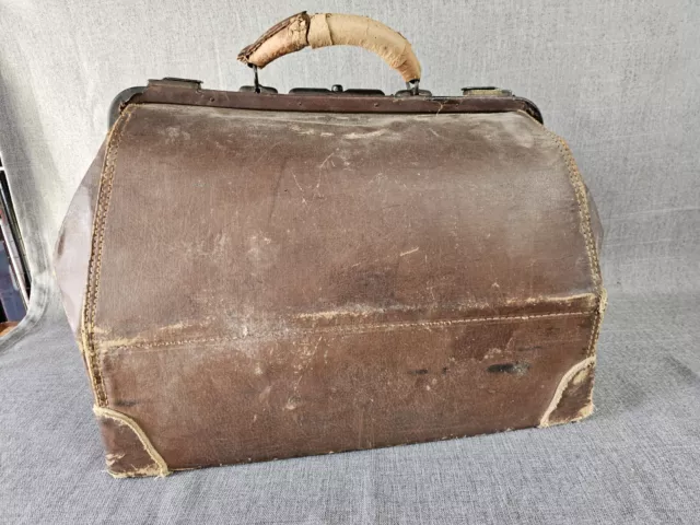 Antique Leather Doctors Medical Bag Large Some TLC