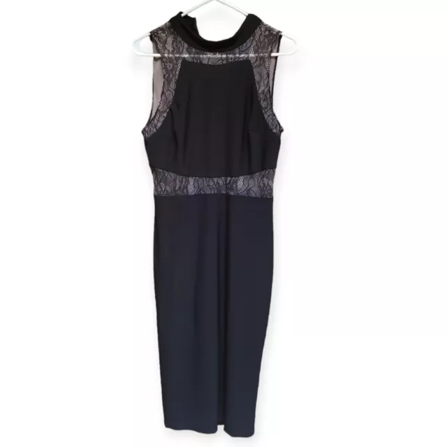 Womens Betsy & Adam Lace Black Pencil Evening Cocktail Dress Sleeveless Size 12