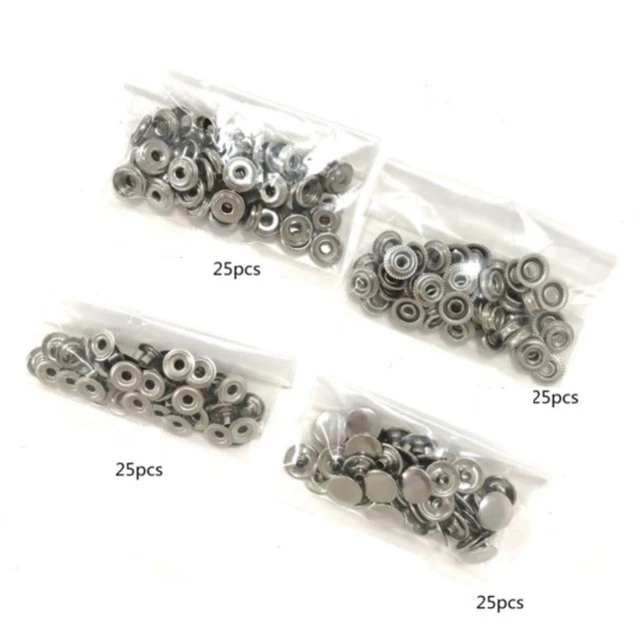 Fermoir à Pression Acier Inoxydable 100PCS Outil Toile Craft Jeans Kit Marine