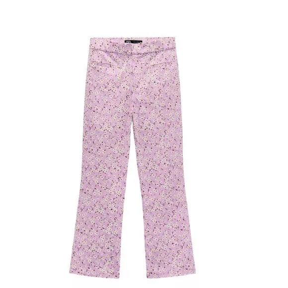 ZARA WOMAN New With Tag HIGH-WAISTED PANTS TROUSERS Lilac Purple MEDIUM 💜