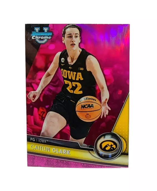 CAITLIN CLARK PINK REFRACTOR 2024 Bowman University Chrome Basketball