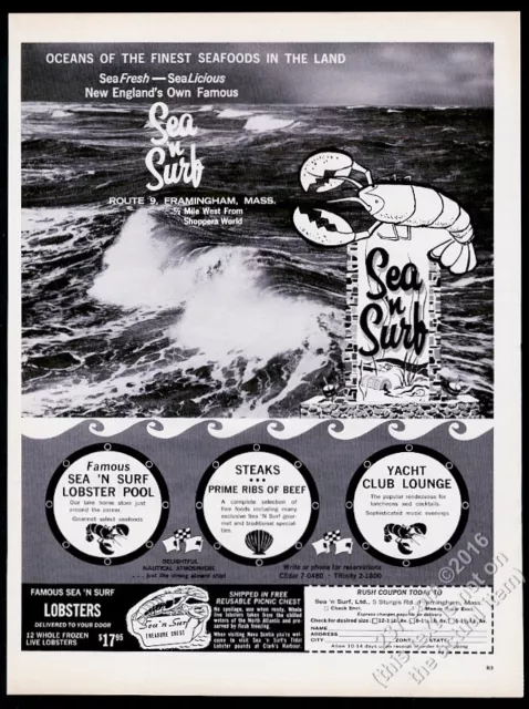 1964 Sea n Surf lobster pound Framingham Massachusetts vintage print ad