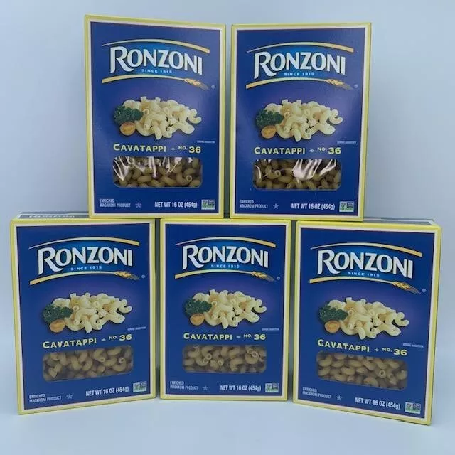 Ronzoni Cavatappi Pasta No.36, 5 - 16 oz Packages Quick Easy Dinner Food Meal