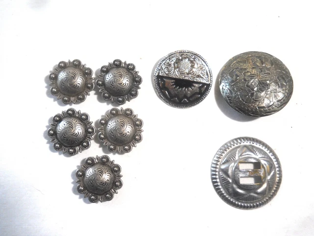 8 Conchos De Concho De Color Plateado De Colección Algunos Nunca Usados 5 Coinciden Con 1"