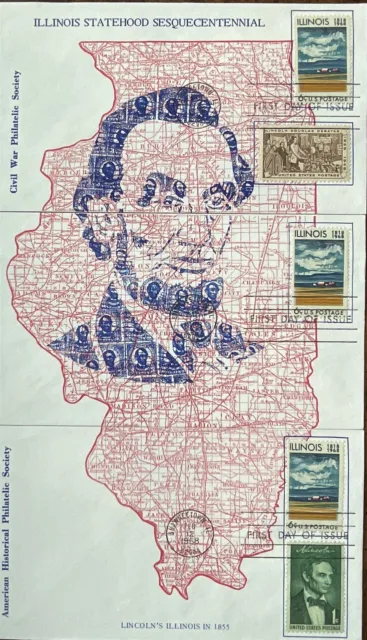 Civil War Philatelic 1239 Illinois Statehood Abraham Lincoln & State 3 Cover Set